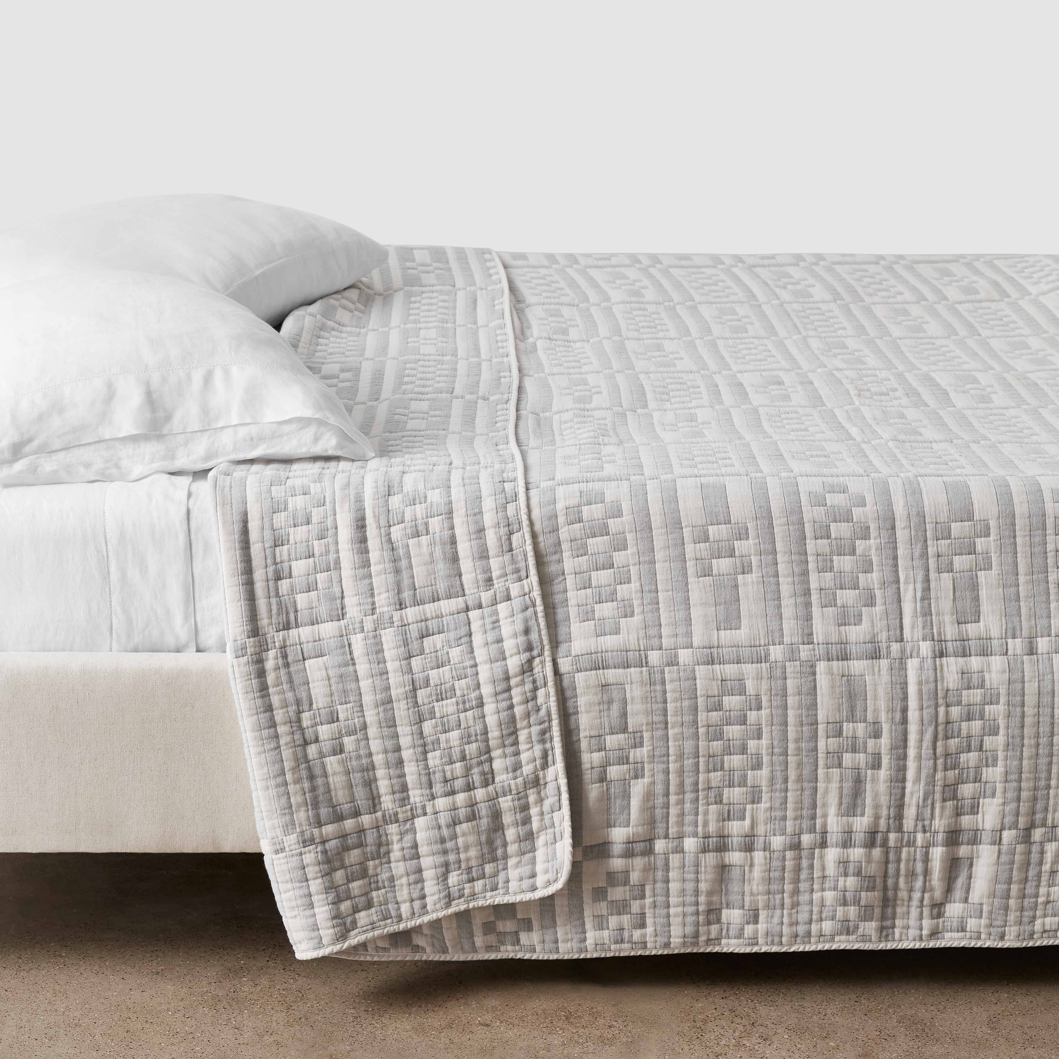 Alegria Organic Cotton Quilted Bed Blanket - Stone Blue